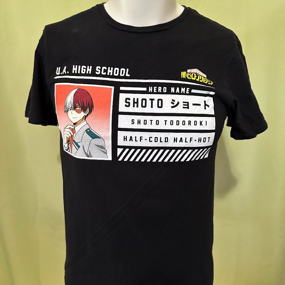 Shoto Todoroki My Hero Academia Funimation Men's Black T Shirt Small Cotton